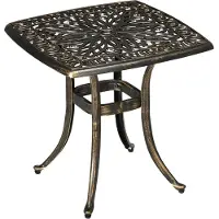 SUCCESS COURIER Table d'appoint avec trou pour parasol, 54 x 54 x 52,5 cm, structure en aluminium couleur bronze, idéale pour le jardin et le balcon