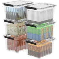 Markenlos Boîte en plastique transparent, plastique, transparent, 55,5 x 40,5 x 36 cm, 55 litres, lot de 6