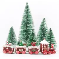 OEM Petit sapin de Noël en plastique, 7 pièces, avec décorations en sisal, pour les petites tables