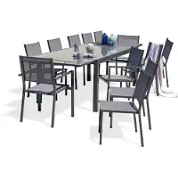 DCB Groupe Ensemble repas 12 places en aluminium et plateau verre