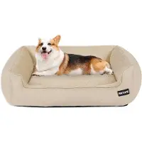 OEM Lit pour chien, banc pour chien, coussin pour chien, tapis pour chien, housse amovible et lavable, beige, 90 x 75 x 25 cm