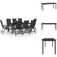 vidaXL - Ensemble de table et chaises d'extérieur en aluminium anthracite, 9 pièces - Ensembles de mobilier de jardin