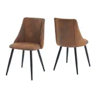 Meubles Cosy : lot de 2 chaises de salle à manger de style industriel en daim avec pieds en métal noir – SMEG