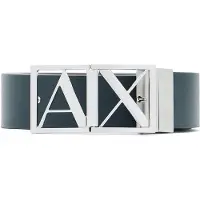 Armani Exchange pour homme. XM002664AF22854MB349 Ceinture en cuir lisse avec boucle à logo marine (OSFA), Casuel