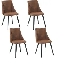 Meubles Cosy : lot de 4 chaises de salle à manger de style industriel en daim avec pieds en métal noir – SMEG