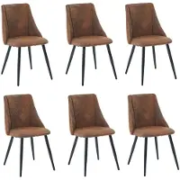 Meubles Cosy : lot de 6 chaises de salle à manger de style industriel en daim avec pieds en métal noir – SMEG