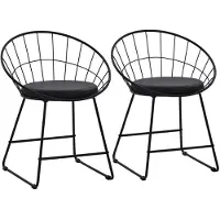 Happy Garden Lot de 2 chaises en métal noir et coussin noir ALEX