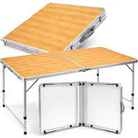 Omna | Table pliante 120 x 60 cm - Aluminium - Portable - Réglable en hauteur - Idéale pour le camping et le jardin