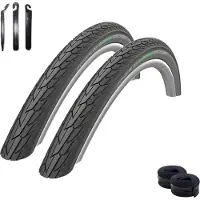Schwalbe 2 pneus de vélo Road Cruiser K-Guard, dimensions 47-203 (12 1/2 x 1,75), couleur noire, + 2 chambres à air AV1, incluant des démonte-pneus