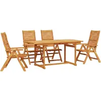 vidaXL Ensemble de jardin pour 5 personnes, en bois d'acacia massif, couleur marron