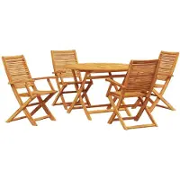 vidaXL Ensemble de jardin pour 5 personnes, en bois d'acacia massif, couleur marron