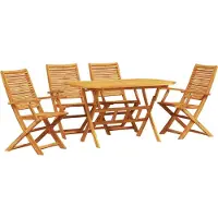 Syfax Ensemble de salle à manger pour jardin 5 pcs Marron