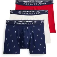 Ralph Lauren pour homme. 714830300102 Set 3 boxers en coton stretch marine, blanc, rouge (M), Homewear