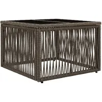 Syfax Table de Jardin Gris et Noir 55 x 55 x 37 cm Rattan PE et Verre