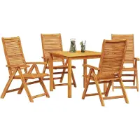 Syfax Ensemble de salle à manger pour jardin 5 pc Marron