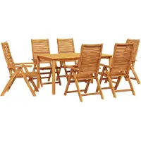 vidaXL Ensemble de jardin pour repas, 7 pièces, bois d'acacia massif, couleur marron