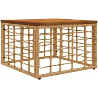Syfax Table de Jardin Naturel 55 x 55 x 37 cm Rattan PE et Verre
