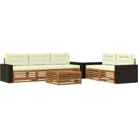 vidaXL Ensemble de salon de jardin 6 pièces, couleurs naturelles et crème
