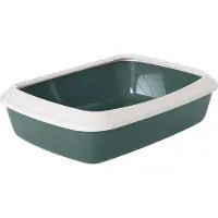 Savic Bac à litière avec rebord Iriz, 42 cm, vert nordique / blanc - pour chat