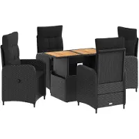 Syfax Ensemble de repas extérieur 5 pcs Noir