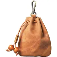 OEM Sac à main en cuir au style médiéval avec porte-clés, porte-monnaie, pince à monnaie, mouchoir en cuir résistant avec cordon de serrage, pour hommes et femmes, marron, plein air, voyage