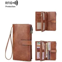 OEM Portefeuille long RFID pour femmes - Pochette rétro - Porte-monnaie multifonctionnel - Porte-cartes pour femmes