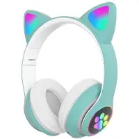 OEM Casque audio pour enfants - Vert clair et blanc - Bluetooth - Microphone intégré - Avec lumières - Pour enfants