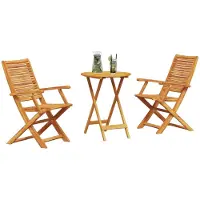 Syfax Ensemble bistro pliant 3 pcs Marron Bois d'Acacia Massif