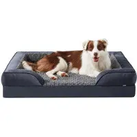 OEM Lit orthopédique pour chiens de taille moyenne, canapé de rêve avec coussins orthopédiques amovibles et lavables, 89 x 64 x 17 cm, forme ovale, lit antidérapant, gris