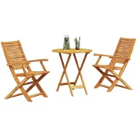 Syfax Ensemble bistro pliant 3 pcs Marron Bois d'Acacia Massif