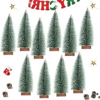 OEM Décoration de Noël artificielle : mini sapin de Noël en plastique pour décoration de table, bricolage ou vitrine, 10 cm (vert) - Lot de 10