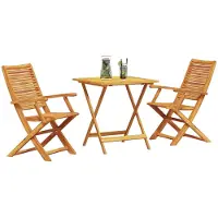 Syfax Ensemble bistro pliant 3 pcs Marron Bois d'Acacia Massif