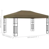 vidaXL Pavillon 3x4 m Taupe Tissu