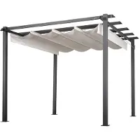 HOME DELUXE Pavillon avec toit en toile SANTORA - Crème, acier/polyester (300 x 300 x 210 cm) | Structure robuste en acier