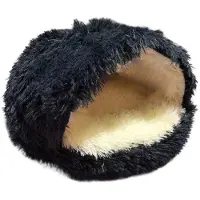 OEM Petit panier pour animal en peluche en forme de beignet - Semi-ouvert - Fond antidérapant - Noir - 50 x 50 cm