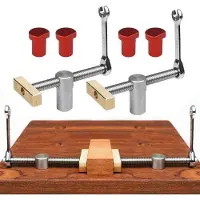 OEM Table à pince en bois - Lot de 2 - Table en bois rouge - Design en bois travaillé à la main
