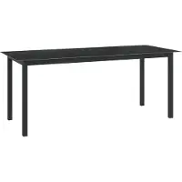Syfax Table de jardin Noir 190x90x74 cm Aluminium et verre