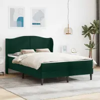Prolenta Maison Exclusive - Lit avec matelas vert foncé 160 x 200 cm, velours