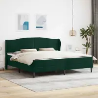 Prolenta Maison Exclusive - Lit avec matelas vert foncé 200 x 200 cm, velours