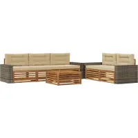 vidaXL Ensemble de salon de jardin 6 pièces, couleurs naturelles et beige