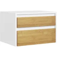 SoBuy Table de chevet blanche 2 tiroirs