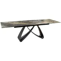 Meublorama Table de salle à manger ZAREL – Extensible 180 à 260 cm – Céramique et verre trempé – Aspect marbre gris taupe