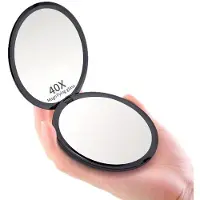 OEM Miroir de poche de voyage, zoom 10x, compact, pliable, rond, noir, portable.