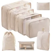 OEM Porte-sacs pour sacs de voyage - Lot de 8 accessoires de voyage - pour accessoires de voyage et bagages à main - Crème