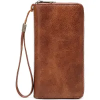 OEM Pochette de téléphone à fermeture éclair pour femme, grande capacité, porte-monnaie de voyage/pochette rembourrée pour femme, fermeture éclair, grande capacité - marron