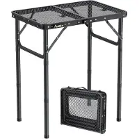 OEM Table pliante en aluminium 60 x 40 cm, légère, portable, table de pique-nique de plage, noire