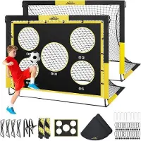 OEM Lot de cages de football - Test de pliage - Équipements de jeux d'extérieur - Livré avec filets de but - Lot de 2 pour terrain de football 5x4