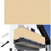 OEM Toiture de balcon - Protection pour balcon - Préserver son intimité - Tissu HDPE résistant à la déchirure - 90 x 600 cm - Jaune sable