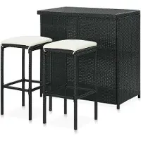 OEM Ensemble de jardin 3 pièces avec coffre de rangement et sièges noirs pour se détendre en plein air.
