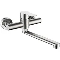 OEM Robinet de cuisine à fixation murale - Mitigeur de cuisine - Nettoyage de l'évier - Rotation à 360 degrés - Bras de 35 cm - Argent